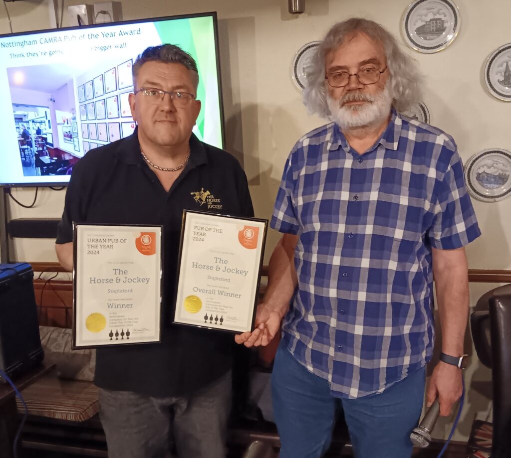 Nottingham & Nottinghamshire Pub of the Year 2024 Winner! 3 HJ Awards
