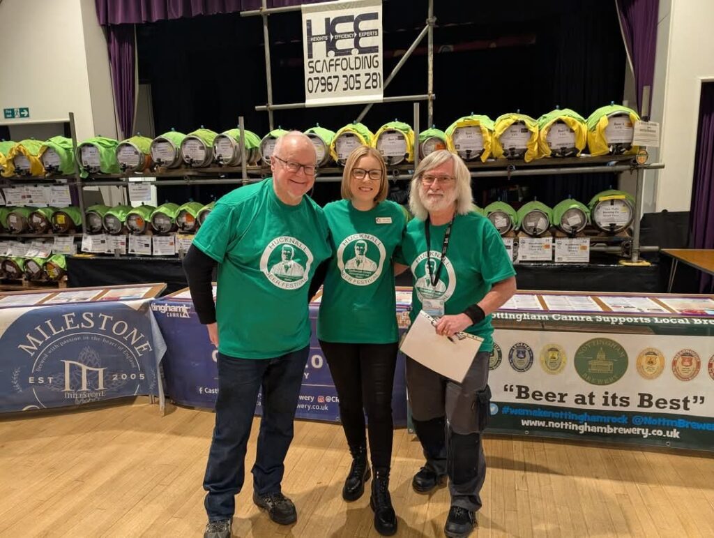 Hucknall Beer Cider Festival Organisers Ray Blockley Kim Pears and Andrew Ludlow