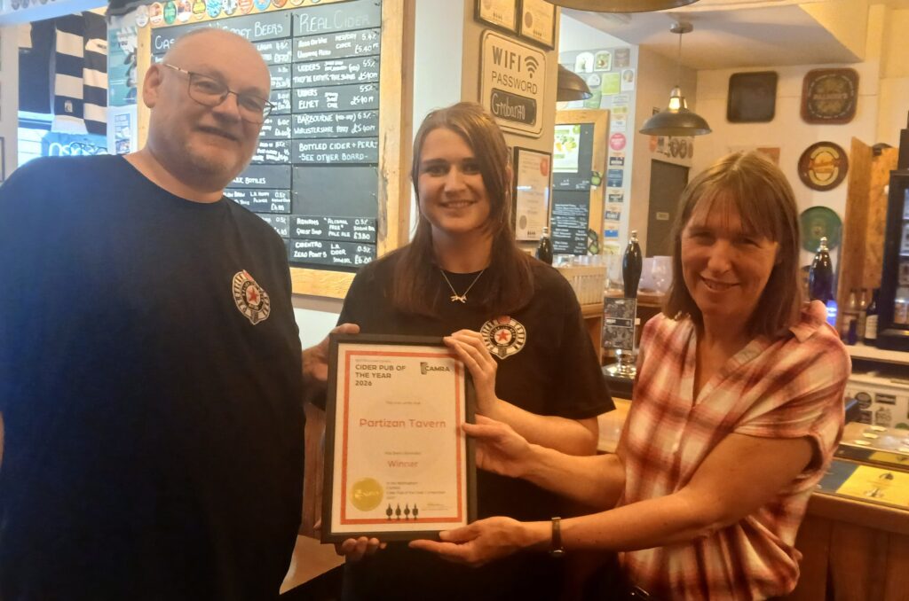 Nottingham Cider Pub of the Year 2026 announced! 2 Partizan Tavern Award
